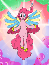 Size: 1200x1600 | Tagged: safe, artist:pony quarantine, pinkie pie, alicorn, pony, g4, alicornified, balloon, balloon wings, female, pinkiecorn, race swap, solo, spread wings, this will end in a party, wings, xk-class end-of-the-world scenario