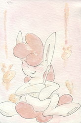 Size: 692x1057 | Tagged: safe, artist:slightlyshade, earth pony, pony, donut, female, food, mare, solo, syrup sprinkle, traditional art