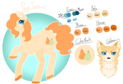 Size: 1024x701 | Tagged: safe, artist:nobleclay, oc, oc only, oc:pear jam, earth pony, pony, wolf, parent:applejack, parent:sheriff tumbleweed, parents:tumblejack, reference sheet, simple background, transparent background
