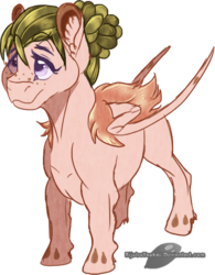 Size: 401x513 | Tagged: safe, artist:bijutsuyoukai, oc, oc only, oc:pixie, grottoling, original species, pony, female, plucked wings, simple background, solo, transparent background