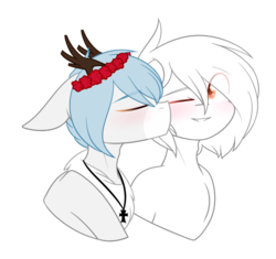 Size: 1205x1134 | Tagged: safe, artist:despotshy, oc, oc only, pony, bust, kissing, portrait, simple background, transparent background