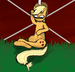 Size: 1028x994 | Tagged: safe, artist:voloutfelixsit, applejack, g4, apple, applehorse, barn, colored, female, food, mare, solo