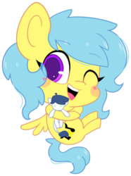 Size: 400x537 | Tagged: safe, artist:riouku, oc, oc only, oc:singery anne, pony, blushing, chibi, one eye closed, open mouth, plushie, simple background, transparent background