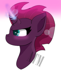 Size: 1024x1275 | Tagged: safe, artist:alexisthemarshmallow, fizzlepop berrytwist, tempest shadow, pony, unicorn, g4, my little pony: the movie, blushing, broken horn, bust, female, horn, mare, solo