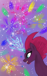 Size: 960x1558 | Tagged: safe, artist:twilightsparkle537, fizzlepop berrytwist, tempest shadow, pony, unicorn, g4, my little pony: the movie, broken horn, female, fireworks, fizzlepop's fireworks, glowing horn, horn, mare, solo