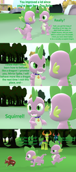 Size: 1920x4320 | Tagged: safe, artist:red4567, pharynx, spike, spike the regular dog, thorax, changedling, changeling, dog, dragon, squirrel, comic:doggone it spike!, equestria girls, g4, 3d, bipedal, brothers, changedling brothers, chase, collar, comic, dragon dog spike, dragonified, king thorax, prince pharynx, running, self dragondox, siblings, source filmmaker, species swap, spike is not amused, spiked collar, standing, unamused, up (movie)