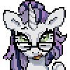 Size: 100x100 | Tagged: safe, artist:bonniethefox, oc, oc only, oc:arctic panorama, pony, unicorn, animated, blinking, bouncing, deformed horn, ear flick, female, gif, glasses, hair bun, horn, icon, looking at you, loop, mare, not rarity, offspring, open mouth, parent:prince blueblood, parent:rarity, parents:rariblood, pixel art, simple background, smiling, solo, transparent background