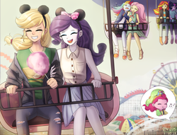 Size: 1700x1300 | Tagged: safe, artist:tcn1205, applejack, fluttershy, pinkie pie, rainbow dash, rarity, sci-twi, sunset shimmer, twilight sparkle, human, equestria girls, equestria girls specials, g4, my little pony equestria girls: better together, my little pony equestria girls: rollercoaster of friendship, amusement park, clothes, cotton candy, cute, dashabetes, diapinkes, disneyland, equestria land, eyes closed, female, happy, hat, humanized, jackabetes, lesbian, mane six, mickey hat, music notes, pony coloring, raribetes, scared, shimmerbetes, ship:flutterdash, ship:rarijack, ship:sci-twishimmer, ship:sunsetsparkle, shipping, shyabetes, smiling, twiabetes