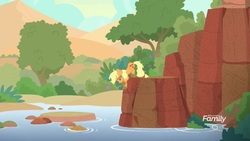 Size: 1920x1080 | Tagged: safe, screencap, applejack, earth pony, pony, g4, sounds of silence, applejack's hat, cowboy hat, female, hat, lake, mare, messy mane, sad, solo, water