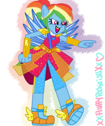 Size: 1024x1229 | Tagged: safe, artist:xxfluffypachirisuxx, rainbow dash, equestria girls, g4, my little pony equestria girls: legend of everfree, clothes, crystal guardian, crystal wings, dress, female, geode of super speed, magical geodes, ponied up, simple background, solo, transparent background