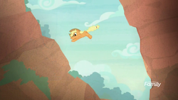 Size: 1920x1080 | Tagged: safe, screencap, applejack, earth pony, pony, g4, sounds of silence, cliff, female, mare, ravine, solo