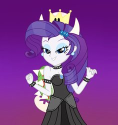 Size: 868x921 | Tagged: safe, artist:tabrony23, rarity, equestria girls, g4, bare shoulders, bowsette, female, graveyard of comments, show accurate, sleeveless, solo, strapless, super crown, toadette