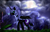 Size: 1580x1010 | Tagged: safe, artist:raychelrage, nightmare moon, alicorn, insect, pony, g4, armor, canterlot castle, cutie mark, ethereal mane, fangs, female, helmet, looking at you, mare, moon, night, shooting star, solo, starry mane, starry night