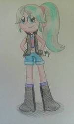 Size: 982x1632 | Tagged: safe, artist:prinrue, oc, oc:misty, equestria girls, g4, clothes, equestria girls-ified, ponytail, traditional art