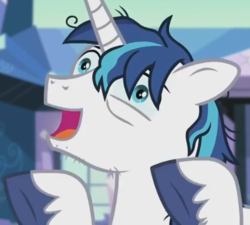 Size: 426x384 | Tagged: safe, screencap, shining armor, pony, unicorn, g4, season 6, the crystalling, cracked armor, cropped, faic, male, silly face