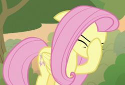 Size: 510x348 | Tagged: safe, screencap, fluttershy, pegasus, pony, g4, sounds of silence, cropped, eyes closed, facehoof, female, mare, solo