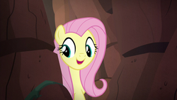Size: 1280x720 | Tagged: safe, screencap, fluttershy, pegasus, pony, g4, sounds of silence, cute, female, mare, open mouth, shyabetes, smiling, solo