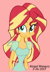 Size: 1451x2084 | Tagged: safe, artist:kova360, sunset shimmer, equestria girls, g4, looking at you, simple background, smiling