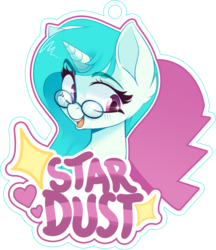 Size: 3676x4245 | Tagged: safe, artist:zombie, oc, oc only, oc:star dust, pony, unicorn, badge, commission, female, glasses, heart, mare, open mouth, reference sheet, simple background, solo, transparent background, ych result