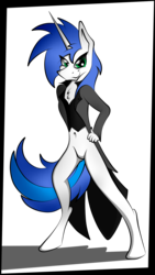 Size: 3093x5500 | Tagged: safe, artist:bumskuchen, oc, oc only, oc:shifting gear, unicorn, anthro, clothes, nudity, partial nudity, simple background, solo, transparent background