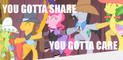 Size: 635x310 | Tagged: safe, edit, edited screencap, screencap, peachy sweet, pinkie pie, g4, over a barrel, apple family member, bipedal, can-can, clothes, dancing, dress, linedancing, puffy sleeves, saloon dress, saloon pinkie, singing