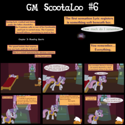 Size: 4800x4800 | Tagged: safe, artist:gm-scoots, artist:little jackie papercut, sweetie belle, pony, vampire, comic:bleeding hearts, g4, absurd resolution, bard, bed, comic, dungeons and dragons, fantasy class, implied scootaloo, pen and paper rpg, rpg