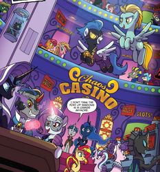 Size: 987x1057 | Tagged: safe, artist:tonyfleecs, idw, official comic, babs seed, gloriosa daisy, high heel, king sombra, lightning dust, lord tirek, nightmare rarity, nightshade, pharaoh phetlock, princess luna, queen trottingham, rarity, smudge (g4), starlight glimmer, stygian, sunflower (g4), sunset shimmer, suri polomare, alicorn, changeling, earth pony, pegasus, pony, unicorn, g4, nightmare knights, spoiler:comic, spoiler:comicnightmareknights01, alternate universe, antagonist, bits, casino, colored horn, curved horn, dice, discussion in the comments, doctor doomity, equestria girls ponified, ethereal mane, female, flower, flying, former good king sombra, good king sombra, horn, magic, male, mare, mask, money, ponified, s5 starlight, self ponidox, shadowbolts, sombra eyes, sombra horn, stallion, starry mane, telekinesis