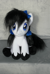 Size: 3456x5184 | Tagged: safe, artist:lioncubcreations, oc, oc only, oc:moon shine, pony, adorable face, bow, braid, cute, irl, photo, plushie, sitting, solo, sweet
