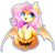 Size: 2173x2133 | Tagged: safe, artist:koveliana, fluttershy, bat pony, pony, g4, bust, chest fluff, cute, fangs, female, flutterbat, halloween, high res, holiday, jack-o-lantern, looking away, looking sideways, mare, open mouth, pumpkin, race swap, shyabates, shyabetes, simple background, smiling, solo, spread wings, transparent background, wings