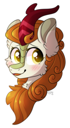 Size: 1582x2892 | Tagged: safe, artist:spindlespice, autumn blaze, kirin, g4, sounds of silence, blushing, female, simple background, solo, transparent background