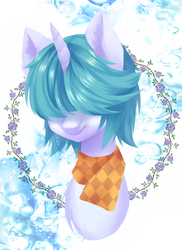 Size: 1200x1650 | Tagged: safe, artist:hikerumin, oc, oc only, pony, unicorn, bust, clothes, hair over eyes, portrait, scarf, solo, three quarter view, ych result
