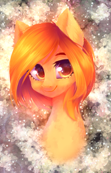 Size: 1094x1699 | Tagged: safe, artist:hikerumin, oc, oc only, oc:firetale, pony, bust, female, looking at you, mare, portrait, smiling, solo, three quarter view, ych result