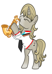 Size: 2039x2894 | Tagged: safe, artist:riofluttershy, oc, oc only, oc:golden skies, pony, high res, male, musical instrument, saxophone, simple background, solo, stallion, white background
