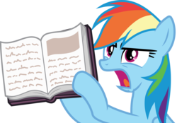 Size: 4302x3000 | Tagged: safe, artist:cloudy glow, rainbow dash, pegasus, pony, g4, the end in friend, book, female, simple background, solo, transparent background, vector