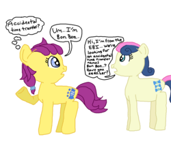 Size: 1148x1012 | Tagged: safe, artist:nightshadowmlp, bon bon, bon bon (g1), sweetie drops, earth pony, pony, g4, 35th anniversary, equestrian bureau of investigation, female, implied time travel, secret agent sweetie drops, simple background, text, white background