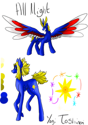 Size: 2893x4092 | Tagged: safe, artist:colourblossom, alicorn, earth pony, pony, all might, my hero academia, ponified, quirked pony, small might, solo, true form