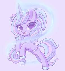 Size: 1375x1500 | Tagged: safe, artist:dressella, oc, oc only, oc:skynight dressella, pony, unicorn, cute, female, looking at you, magic, mare, open mouth, purple background, simple background, solo