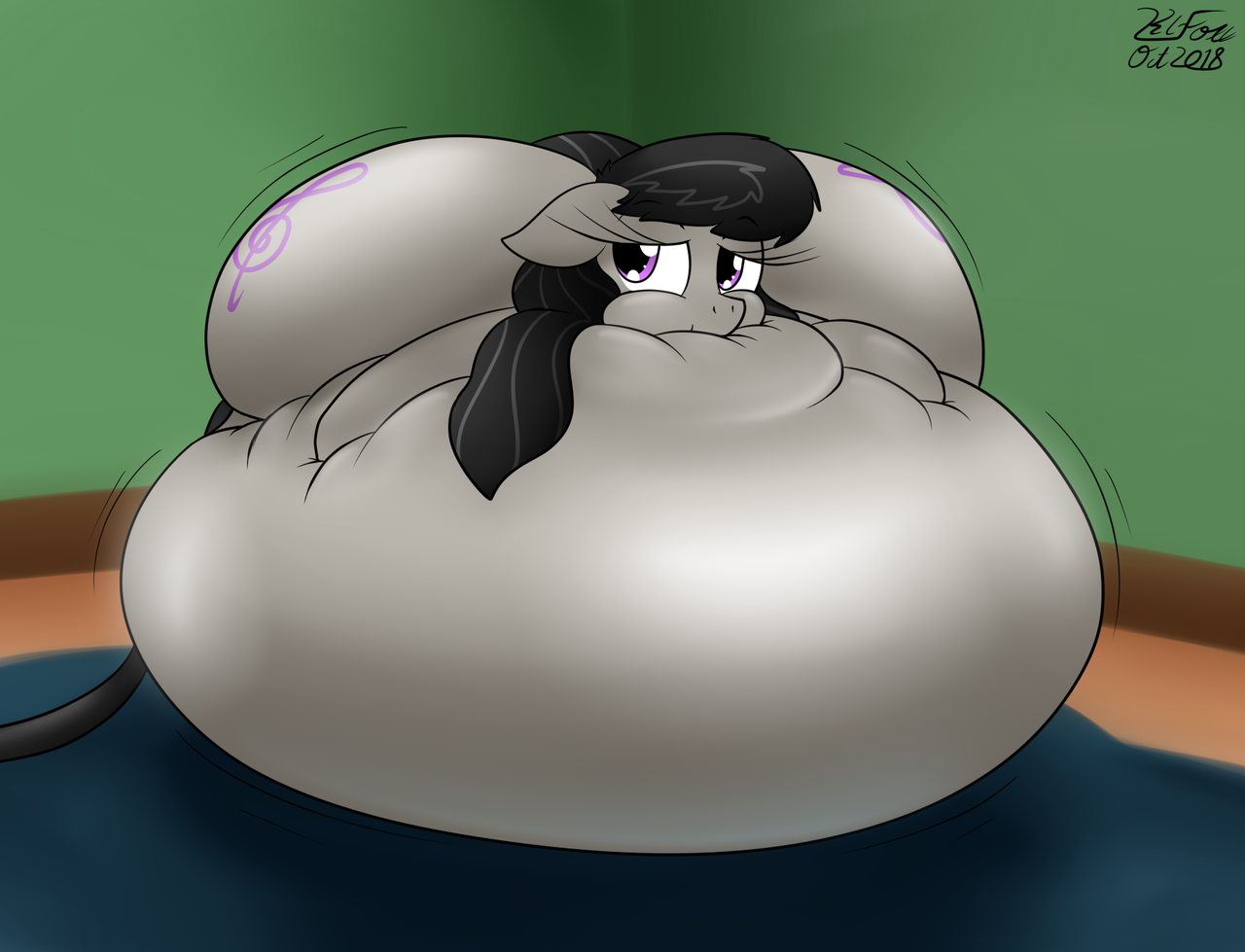 impossibly large belly, inflatia, inflation, large butt, puffy cheeks, squi...