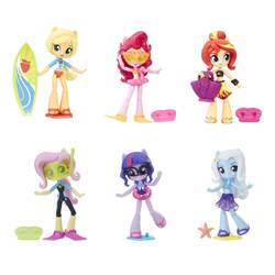 Size: 1500x1500 | Tagged: safe, applejack, fluttershy, pinkie pie, sci-twi, sunset shimmer, trixie, twilight sparkle, equestria girls, equestria girls series, g4, clothes, doll, equestria girls minis, female, irl, photo, summer sunset, surfboard, swimsuit, toy, wetsuit