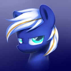 Size: 1000x1000 | Tagged: safe, artist:acersiii, derpibooru exclusive, oc, oc only, oc:electric blue, pony, bust, facial hair, looking at you, male, portrait, solo, stallion