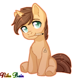 Size: 512x512 | Tagged: safe, artist:nika-rain, oc, oc only, pony, chibi, commission, pencil, pixel art, simple background, solo, transparent background