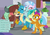 Size: 647x455 | Tagged: safe, edit, edited screencap, screencap, gallus, ocellus, sandbar, silverstream, smolder, yona, changedling, changeling, classical hippogriff, dragon, earth pony, griffon, hippogriff, pony, yak, derpibooru, g4, the hearth's warming club, bow, cloven hooves, colored hooves, derpimilestone, dragoness, female, hair bow, hug, jewelry, male, meta, milestone, monkey swings, necklace, student six, tags, teenager