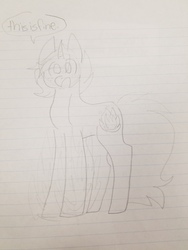 Size: 4032x3024 | Tagged: safe, artist:php115, derpibooru exclusive, oc, oc only, oc:tsuyoshi midoriya, original species, pony, unicorn, fire, lined paper, magical gay spawn, male, monochrome, my hero academia, offspring, offspring from another series, parent:izuku midoriya, parent:katsuki bakugou, parents:bakudeku, ponified oc, quirked pony, solo, stallion, standing, this is fine, traditional art, using quirk