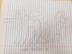 Size: 4032x3024 | Tagged: safe, artist:php115, derpibooru exclusive, oc, oc only, oc:kyoko iida, original species, pegasus, pony, blank flank, female, lined paper, magical gay spawn, mare, monochrome, my hero academia, nudity, offspring from another series, parent:shoto todoroki, parent:tenya iida, parents:todoiida, quirked pony, sheath, solo, traditional art, trans female, transgender