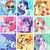 Size: 720x719 | Tagged: safe, artist:caibaoreturn, applejack, fluttershy, pinkie pie, rainbow dash, rarity, starlight glimmer, sunset shimmer, trixie, twilight sparkle, alicorn, earth pony, pegasus, pony, unicorn, g4, apple, book, cape, china ponycon, clothes, cowboy hat, cute, cutie mark, cutie mark background, dashabetes, diapinkes, diatrixes, female, floppy ears, food, freckles, gem, glasses, glimmerbetes, hair tie, hat, horn, jackabetes, looking at you, magical quartet, magical quintet, magical trio, mane nine, mane six, mare, open mouth, party horn, raised hoof, raribetes, shimmerbetes, shyabetes, smiling, stetson, straw in mouth, sunglasses, trixie's cape, trixie's hat, twiabetes, wings