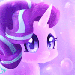 Size: 256x256 | Tagged: safe, artist:starchasesketches, starlight glimmer, pony, unicorn, g4, animated, bubble, cropped, female, solo