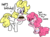 Size: 980x720 | Tagged: safe, artist:boxiee, derpibooru exclusive, pinkie pie, surprise, earth pony, pegasus, pony, g1, g4, 35th anniversary, cake, dialogue, duo, female, filly, filly pinkie pie, food, g1 to g4, generation leap, simple background, transparent background, younger