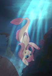 Size: 1758x2586 | Tagged: safe, artist:ruby dusk, oc, oc only, seapony (g4), female, solo, underwater