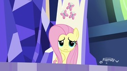 Size: 1920x1080 | Tagged: safe, screencap, fluttershy, pony, father knows beast, g4, female, friendship throne, mare, solo