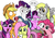 Size: 4960x3507 | Tagged: safe, artist:maxhooves, applejack, derpy hooves, fluttershy, pinkie pie, rarity, starlight glimmer, twilight sparkle, alicorn, pony, g4, aweeg*, comic, cute, derp, faic, gasp, happy birthday mlp:fim, i mean i see, meme, mlp fim's eighth anniversary, pinpoint eyes, puffy cheeks, senpai noticed me, shrunken pupils, shyabetes, signature, simple background, twiabetes, twilight sparkle (alicorn), white background, why i'm creating a gown darling